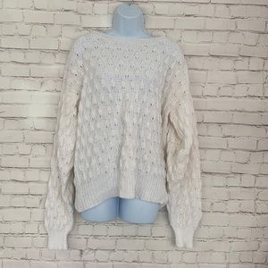 Hand made white knitted sweater
